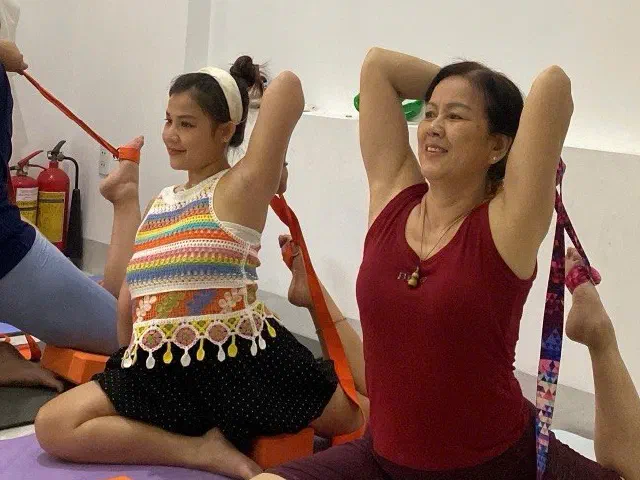 Group yoga class in session at Umi Yoga, Da Nang
